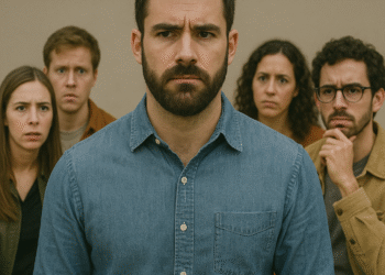 Why do people stare? A man being stared at awkwardly by others, showing how to handle unwanted attention with masculine confidence.